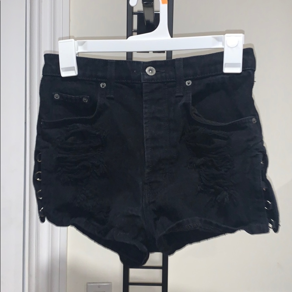 Black carmar shorts ripped